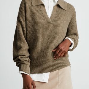 Everlane Alpaca Waffle-Stitch Polo sweater, XL